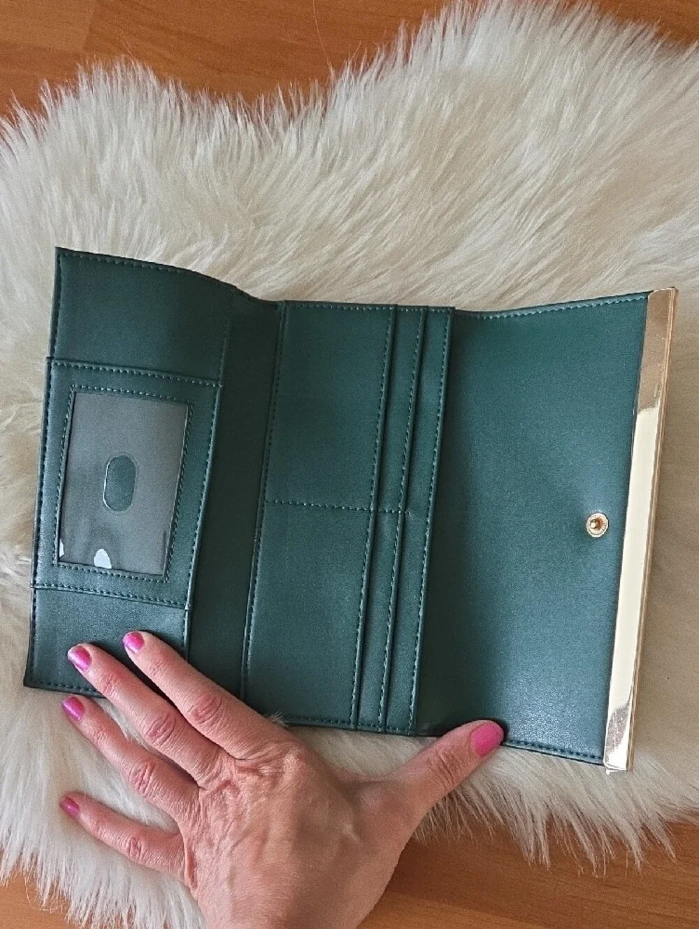 A New Day Green Women's Clutch Wallet with Gold Accent